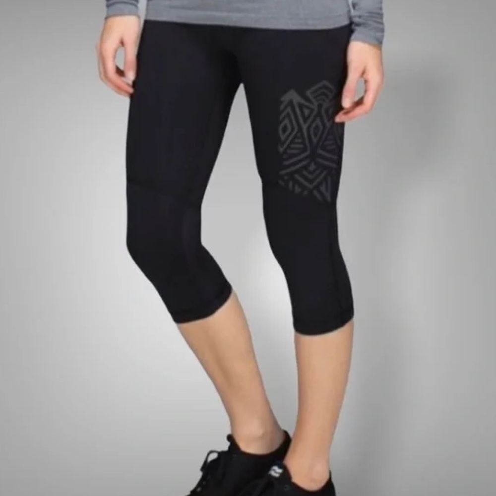 Lululemon Stash It Crop Black Reflective Geometric Cropped Leggings Luxtreme